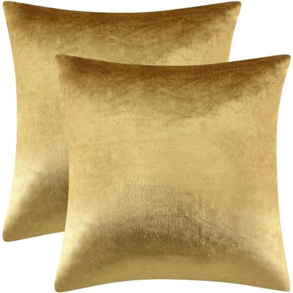 Gold Velvet Decorative Throw Pillow Covers,18x18 Pillow Covers for Couch Sofa